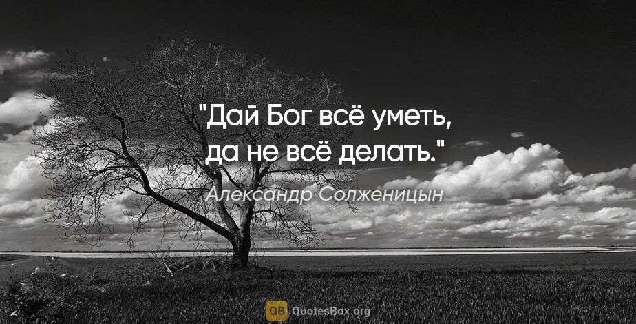Александр Солженицын цитата: "Дай Бог всё уметь, да не всё делать."
