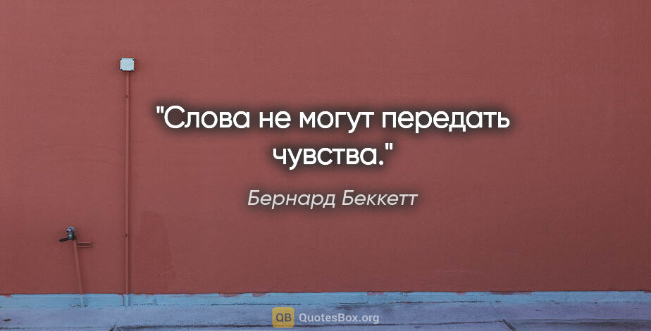 Бернард Беккетт цитата: "Слова не могут передать чувства."