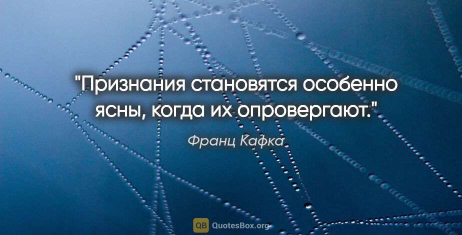 Франц Кафка цитата: "Признания становятся особенно ясны, когда их опровергают."