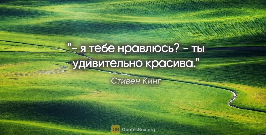 Стивен Кинг цитата: "- я тебе нравлюсь?

- ты удивительно красива."