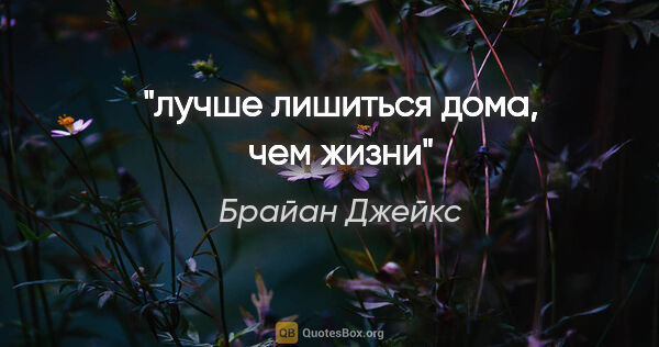 Брайан Джейкс цитата: "лучше лишиться дома, чем жизни"