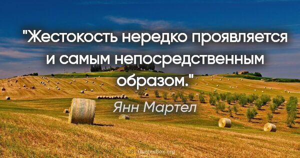 Янн Мартел цитата: "Жестокость нередко проявляется и самым непосредственным образом."