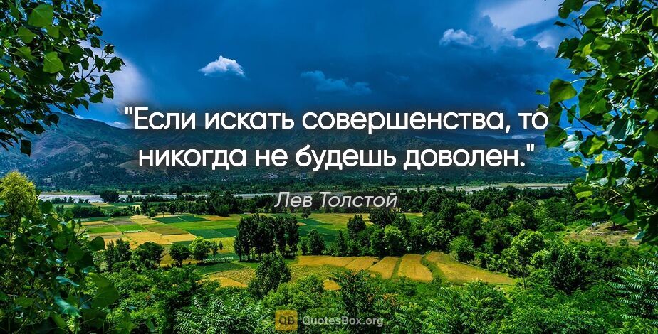 Лев Толстой цитата: "Если искать совершенства, то никогда не будешь доволен."