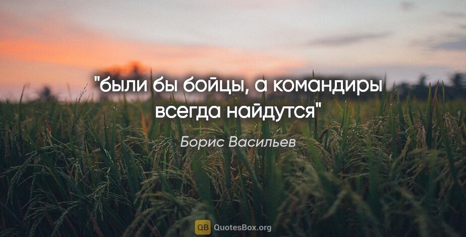 Борис Васильев цитата: "были бы бойцы, а командиры всегда найдутся"