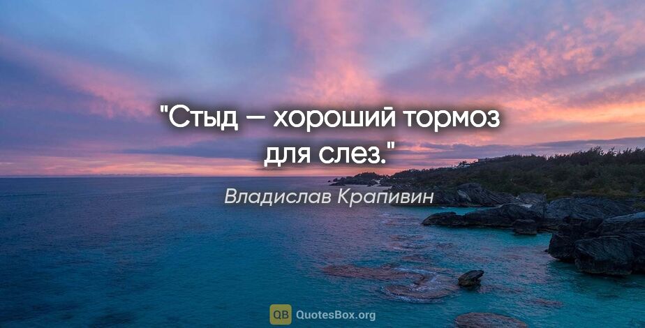 Владислав Крапивин цитата: "Стыд — хороший тормоз для слез."