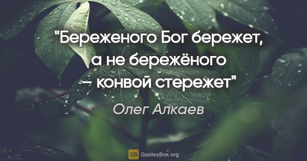 Олег Алкаев цитата: "«Береженого Бог бережет, а не бережёного – конвой стережет»"