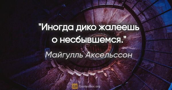 Майгулль Аксельссон цитата: "Иногда дико жалеешь о несбывшемся."