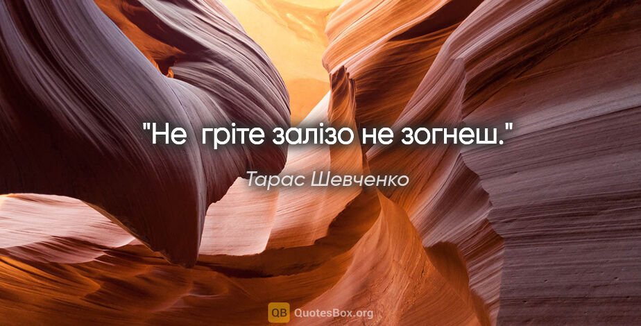 Тарас Шевченко цитата: "Не  грiте

залiзо не зогнеш."