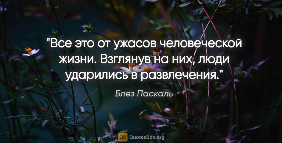 Блез Паскаль цитата: "Все это от ужасов человеческой жизни. Взглянув на них, люди..."