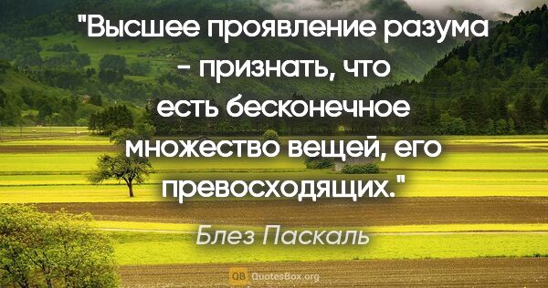 Блез Паскаль цитата: "Высшее проявление разума - признать, что есть бесконечное..."