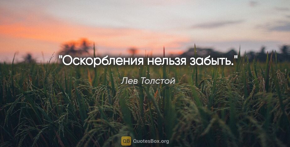 Лев Толстой цитата: "Оскорбления нельзя забыть."