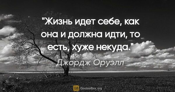 Джордж Оруэлл цитата: "Жизнь идет себе, как она и должна идти, то есть, хуже некуда."