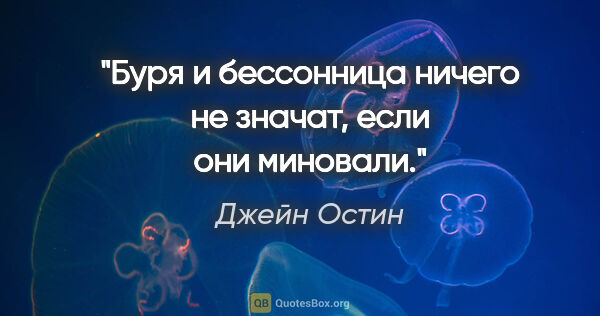 Джейн Остин цитата: "Буря и бессонница ничего не значат, если они миновали."