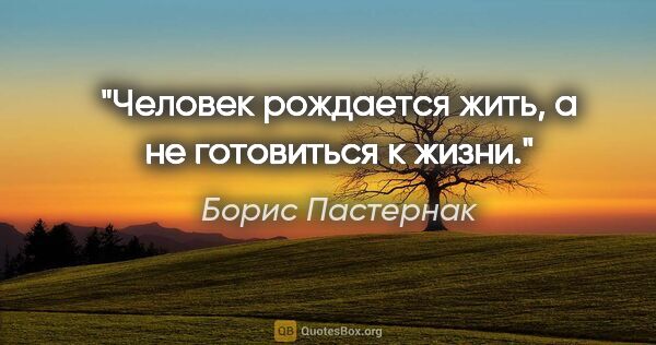 Борис Пастернак цитата: "Человек рождается жить, а не готовиться к жизни."