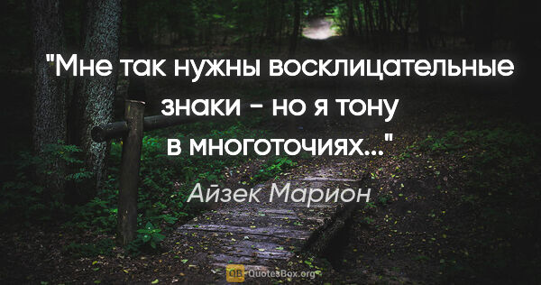 Айзек Марион цитата: "Мне так нужны восклицательные знаки - но я тону в многоточиях..."