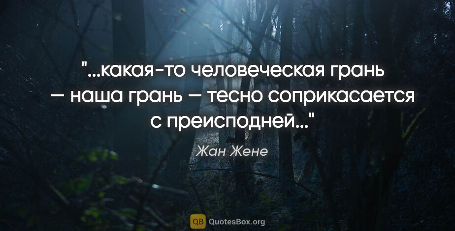 Жан Жене цитата: "какая-то человеческая грань — наша грань — тесно соприкасается..."