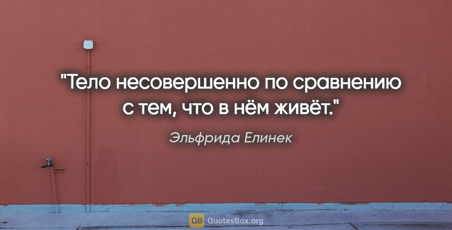 Эльфрида Елинек цитата: "Тело несовершенно по сравнению с тем, что в нём живёт."