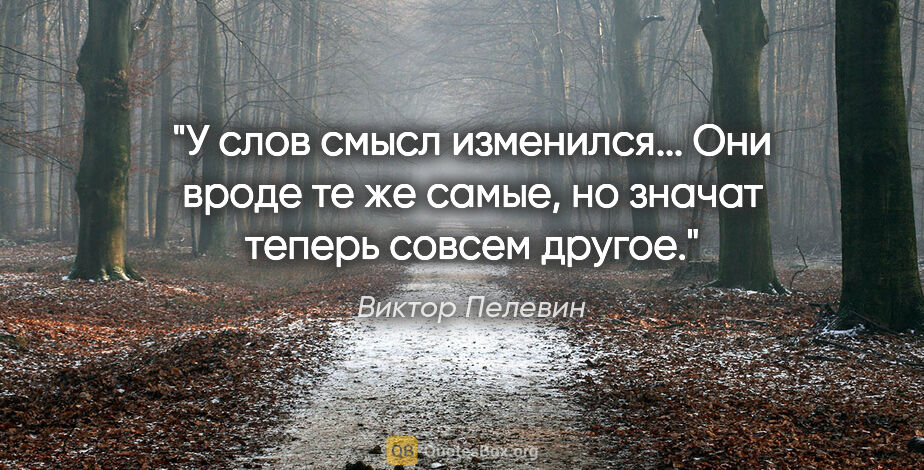 Виктор Пелевин цитата: "У слов смысл изменился... Они вроде те же самые, но значат..."