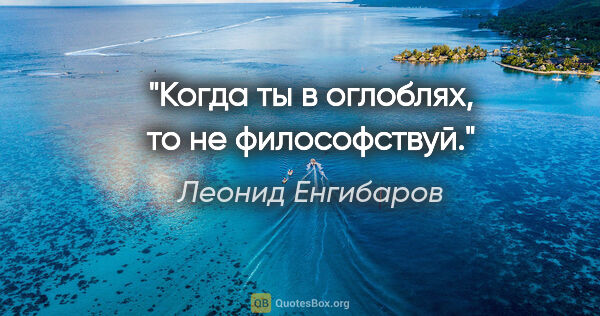 Леонид Енгибаров цитата: "Когда ты в оглоблях, то не философствуй."