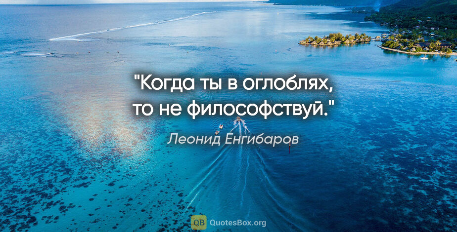 Леонид Енгибаров цитата: "Когда ты в оглоблях, то не философствуй."