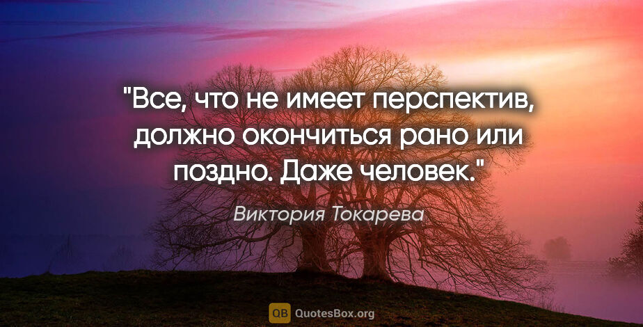 Виктория Токарева цитата: "Все, что не имеет перспектив, должно окончиться рано или..."