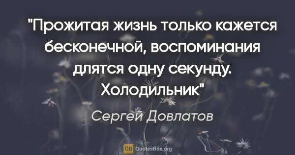 Сергей Довлатов цитата: "Прожитая жизнь только кажется бесконечной, воспоминания длятся..."