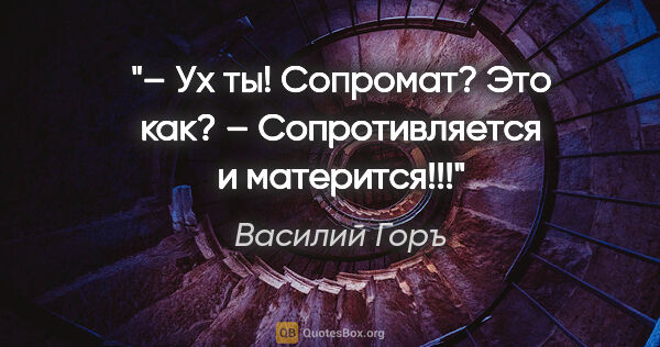 Василий Горъ цитата: "– Ух ты! Сопромат? Это как?

– Сопротивляется и матерится!!!"