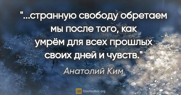 Анатолий Ким цитата: "странную свободу обретаем мы после того, как умрём для всех..."