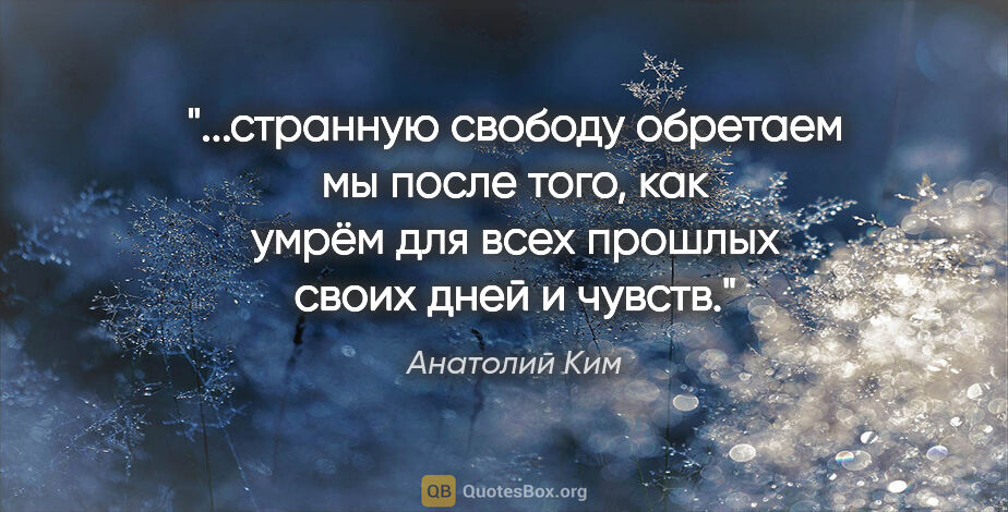 Анатолий Ким цитата: "странную свободу обретаем мы после того, как умрём для всех..."