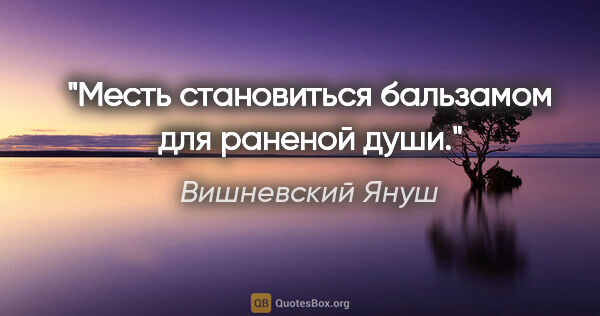 Вишневский Януш цитата: "Месть становиться бальзамом для раненой души."