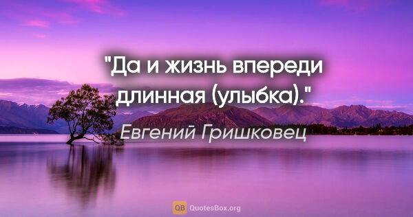 Евгений Гришковец цитата: "Да и жизнь впереди длинная (улыбка)."