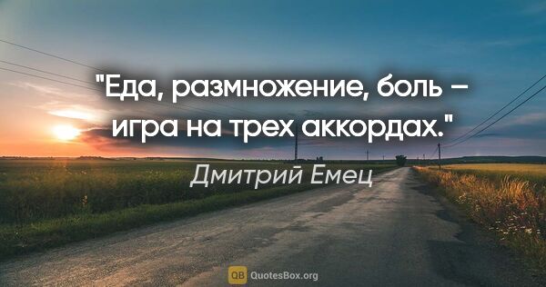 Дмитрий Емец цитата: "Еда, размножение, боль – игра на трех аккордах."