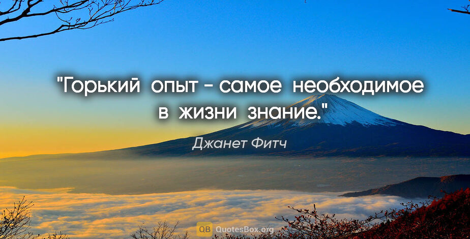 Джанет Фитч цитата: "Горький  опыт - самое  необходимое  в  жизни  знание."