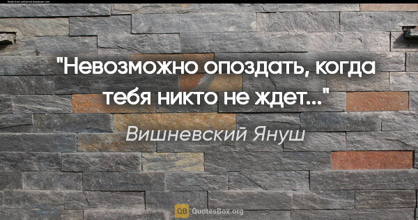 Вишневский Януш цитата: "Невозможно опоздать, когда тебя никто не ждет..."