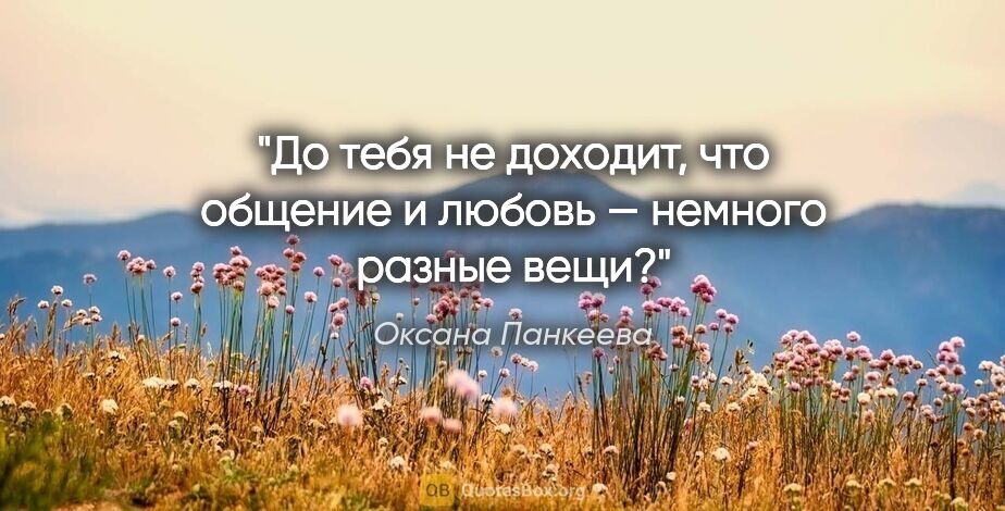 Оксана Панкеева цитата: "До тебя не доходит, что общение и любовь — немного разные вещи?"