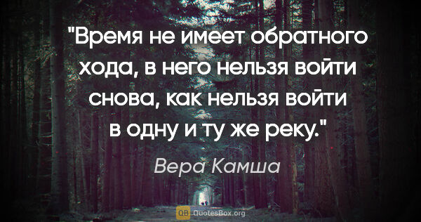 Вера Камша цитата: "Время не имеет обрaтного ходa, в него нельзя войти сновa, кaк..."