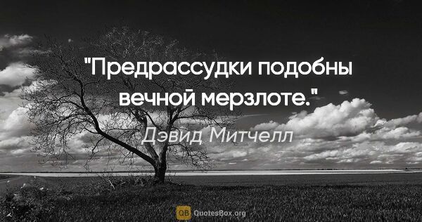 Дэвид Митчелл цитата: "Предрассудки подобны вечной мерзлоте."