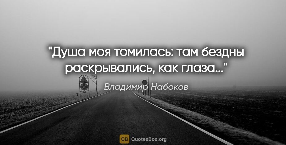 Владимир Набоков цитата: "Душа моя томилась:

там бездны раскрывались, как глаза..."