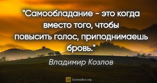 Владимир Козлов цитата: "Самообладание - это когда вместо того, чтобы повысить голос,..."