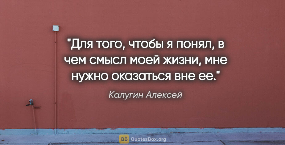 Калугин Алексей цитата: "Для того, чтобы я понял, в чем смысл моей жизни, мне нужно..."