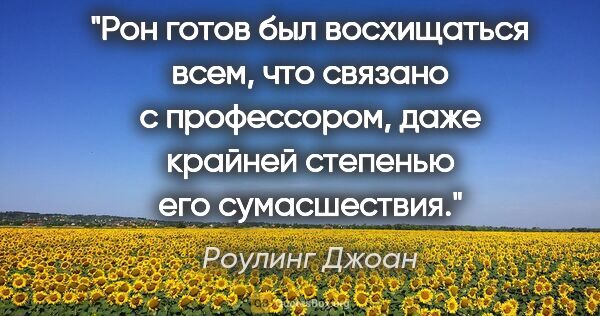 Роулинг Джоан цитата: "Рон готов был восхищаться всем, что связано с профессором,..."