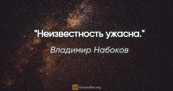 Владимир Набоков цитата: "Неизвестность ужасна."