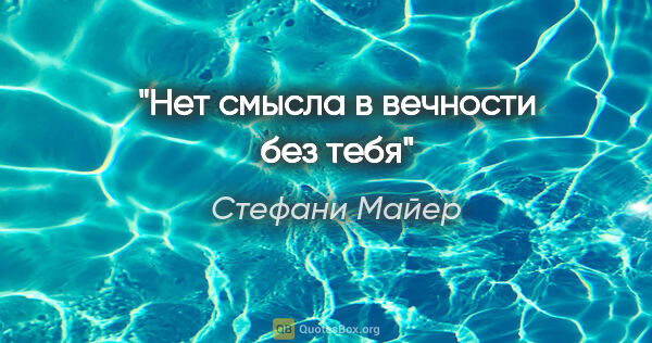 Стефани Майер цитата: "Нет смысла в вечности без тебя"