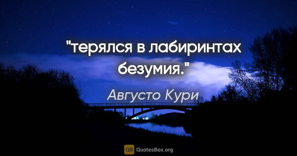 Августо Кури цитата: "терялся в лабиринтах безумия."