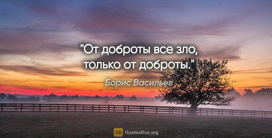 Борис Васильев цитата: "От доброты все зло, только от доброты."