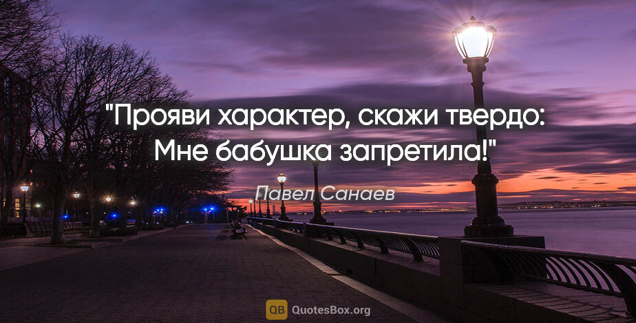 Павел Санаев цитата: "Прояви характер, скажи твердо: "Мне бабушка запретила!""