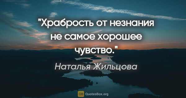 Наталья Жильцова цитата: "Храбрость от незнания не самое хорошее чувство."
