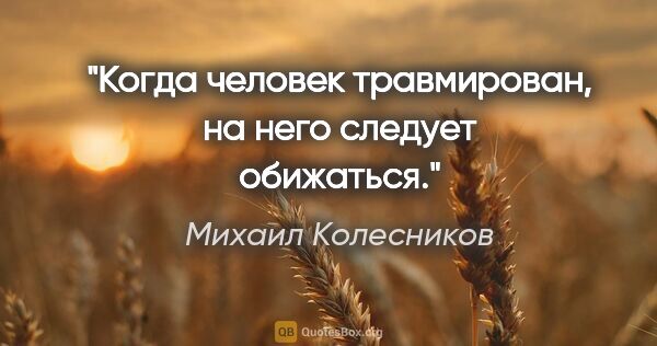 Михаил Колесников цитата: "Когда человек травмирован, на него следует обижаться."