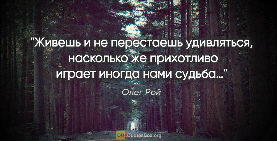 Олег Рой цитата: "Живешь и не перестаешь удивляться,  насколько же прихотливо..."