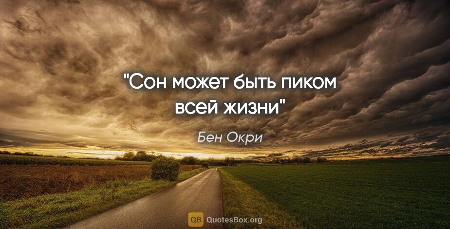 Бен Окри цитата: "Сон может быть пиком всей жизни"